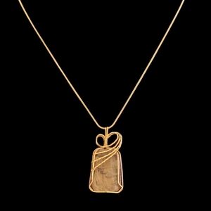 Vintage Handcrafted‎ Agate 14GF Wire Pendant Necklace